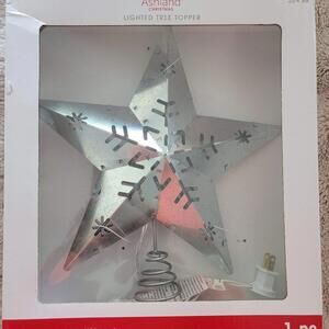 Christmas Tin Star Light Up Tree Topper Farm house style